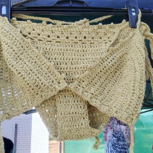 Two Piece Crochet Champagne Bikini Set