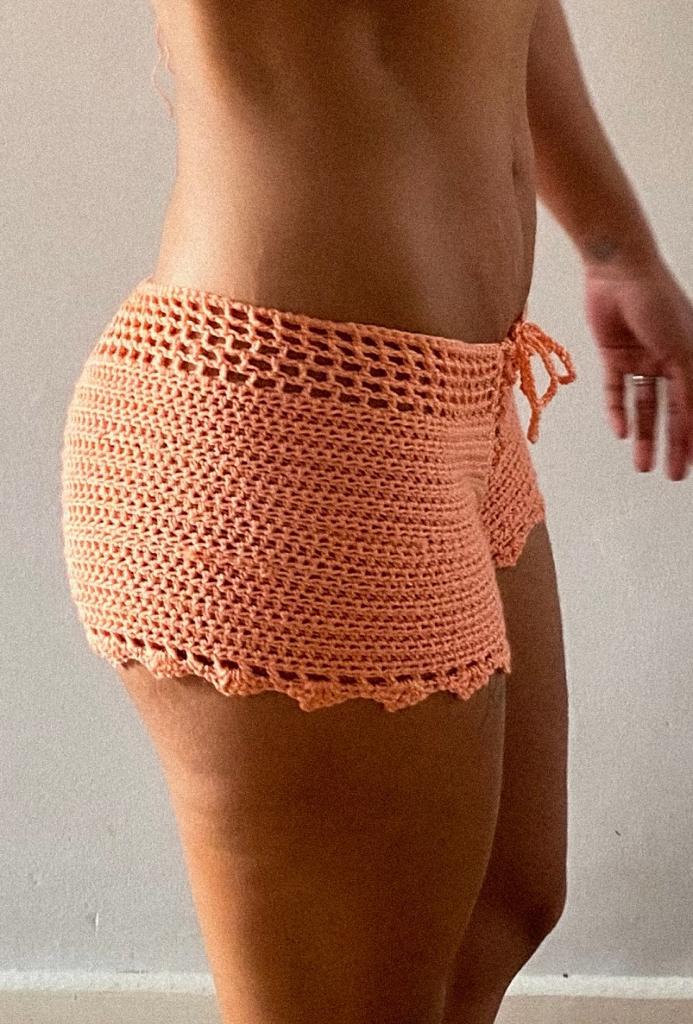Two Piece Crochet Peach Bikini Set - Image 5